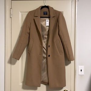 Abercrombie & Fitch Wool-Blend Dad Coat - Tan XXS